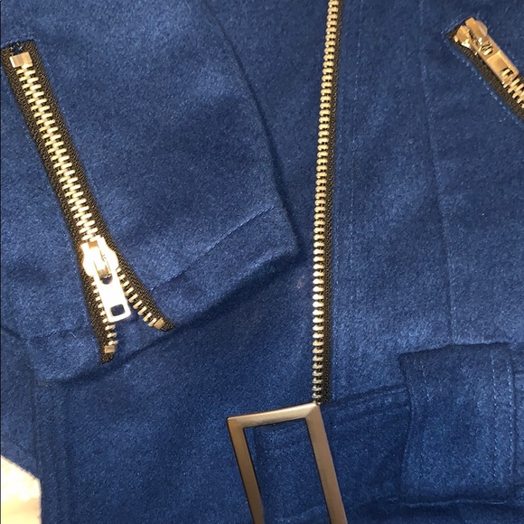 Blue wool Biker Jacket - Picture 3 of 5